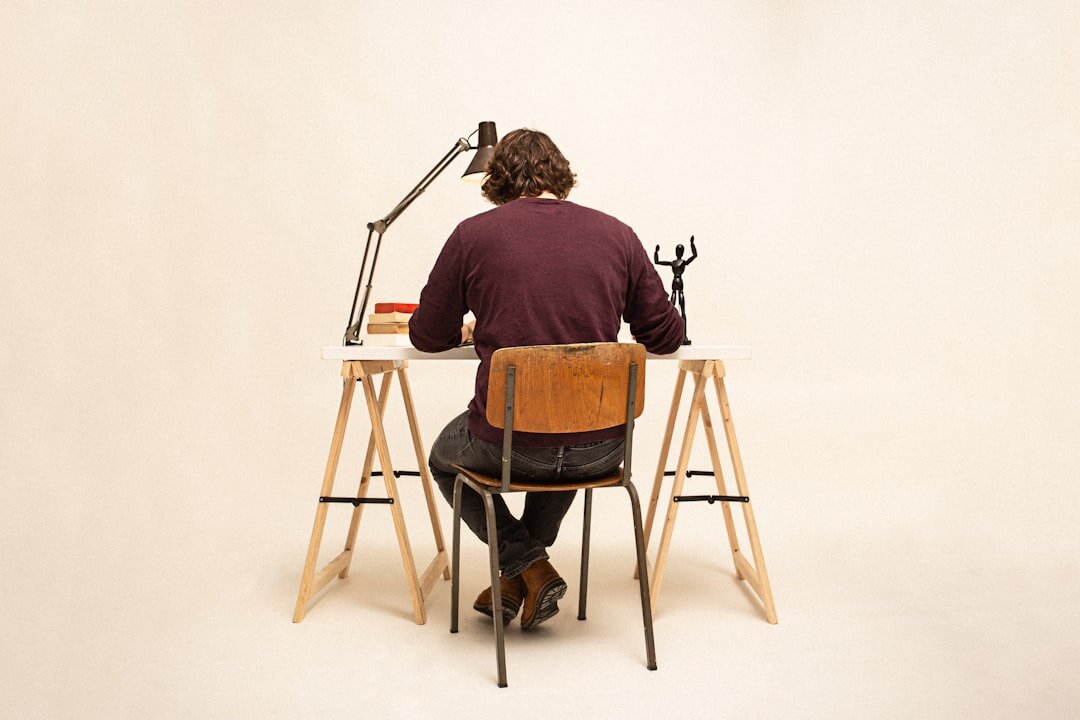 mystery writer at desk